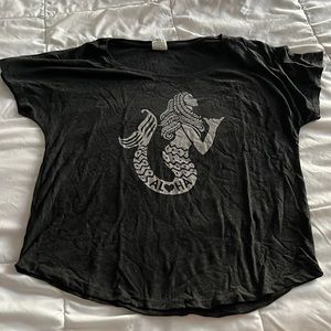 Project Aloha Loose Fitting T-Shirt Dark Grey Mermaid Design
